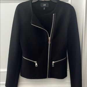 Line Black Wool Moto Jacket with Silver Accents